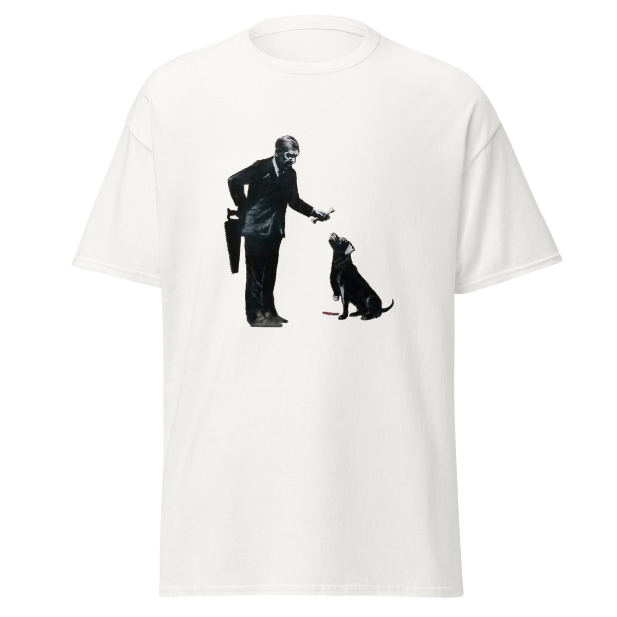 Man and dog T Shirt - White