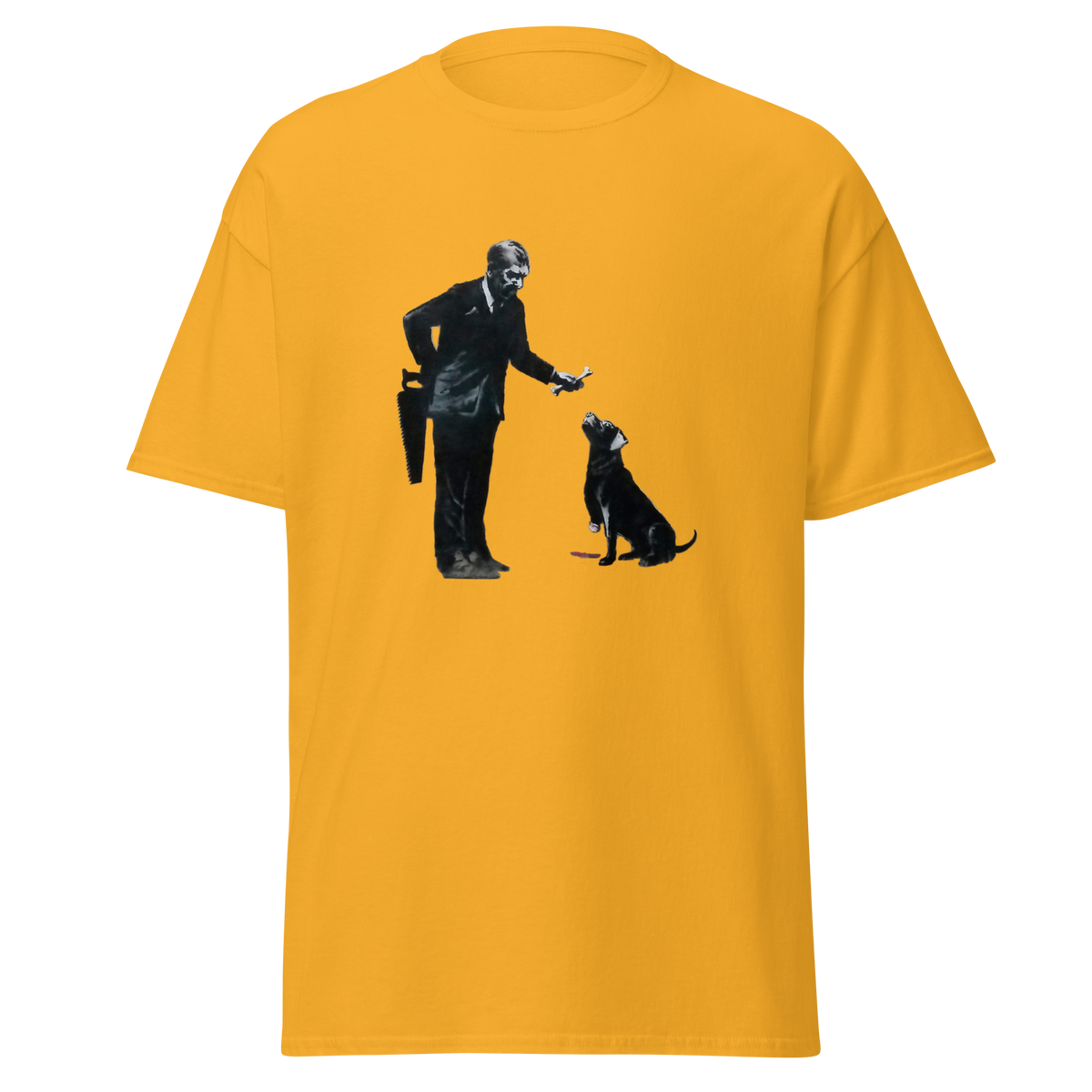 Man and dog T Shirt - Yellow