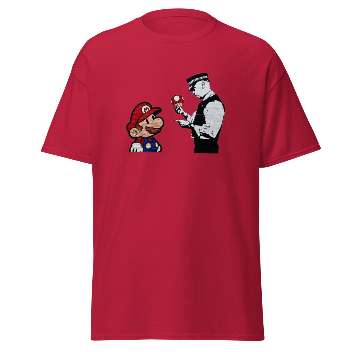 Mario and Police man T Shirt - Cardinal Red