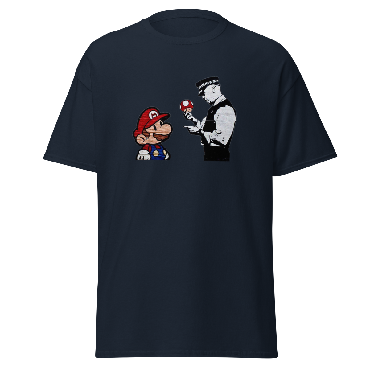 Mario and Police man T Shirt - Navy Blue