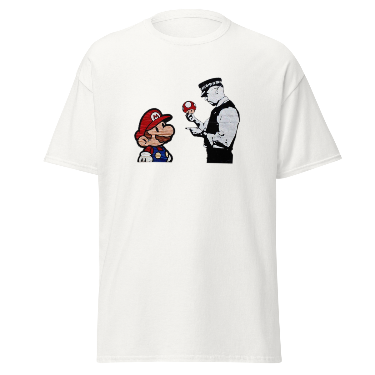 Mario and Police man T Shirt - White