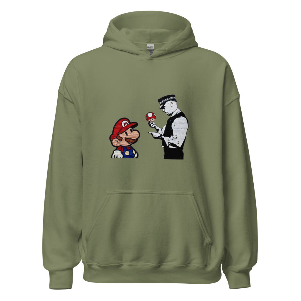 Mario and Policeman Hoodie - Military Green