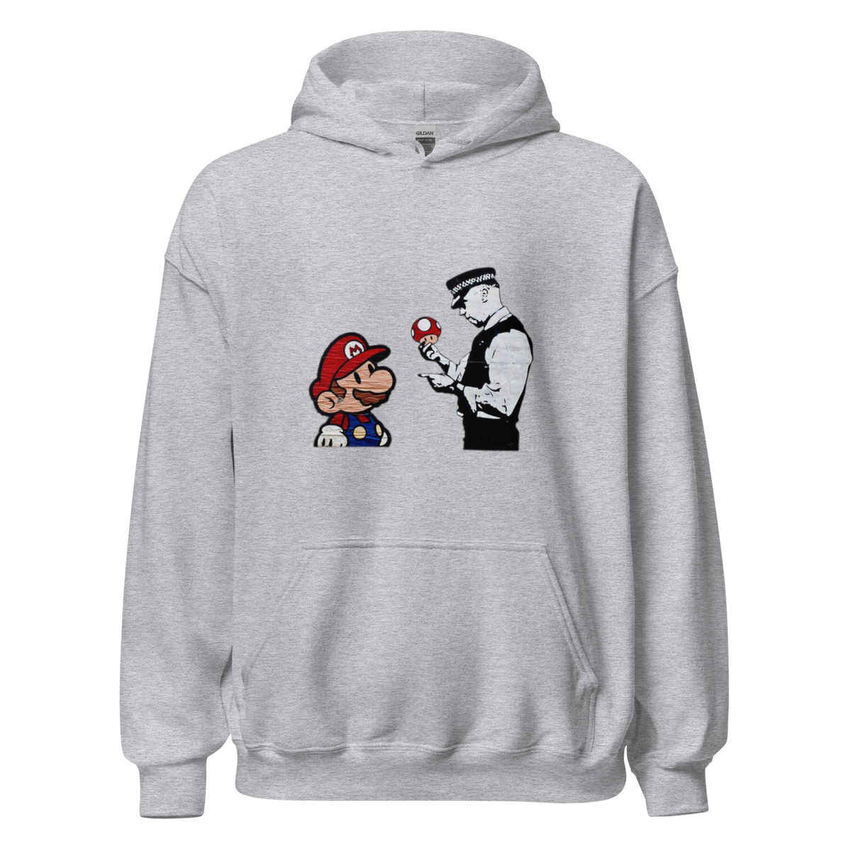 Mario and Policeman Hoodie - Sport Grey