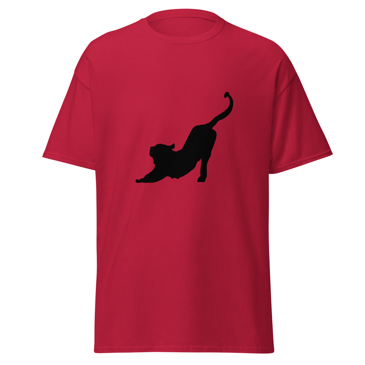 Stretching Cat T Shirt - Cardinal
