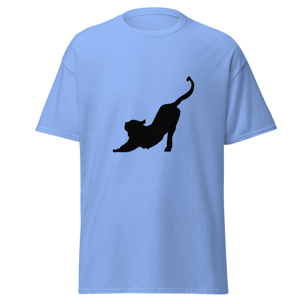 Stretching Cat T Shirt - Carolina Blue