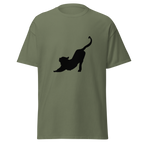 Stretching Cat T Shirt - Military Green