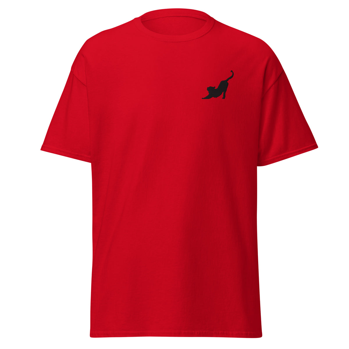 Embroidered Stretching Cat T shirt