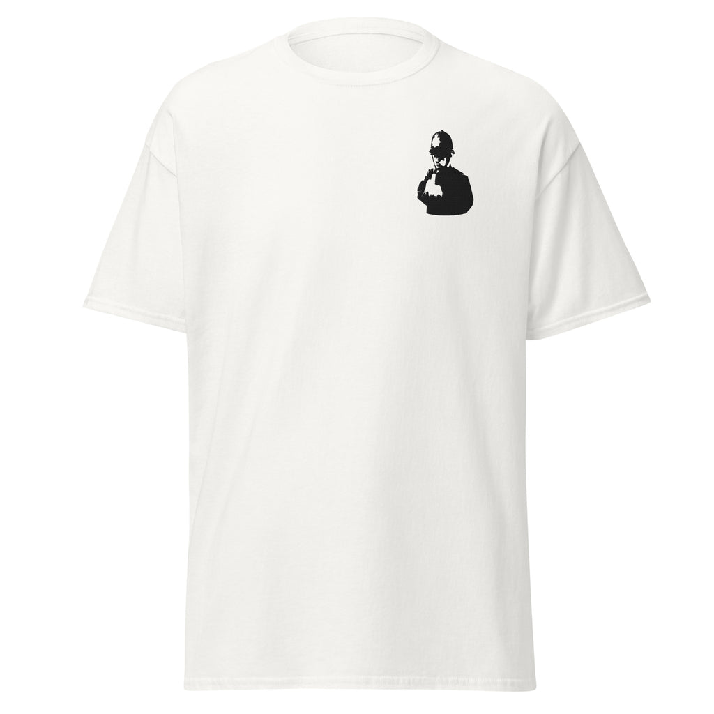 Embroidered Banksy rude copper T shirt
