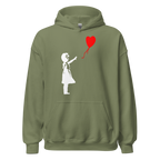White Balloon Girl Hoodie - Military Green