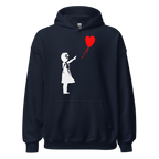 White Balloon Girl Hoodie - Navy Blue