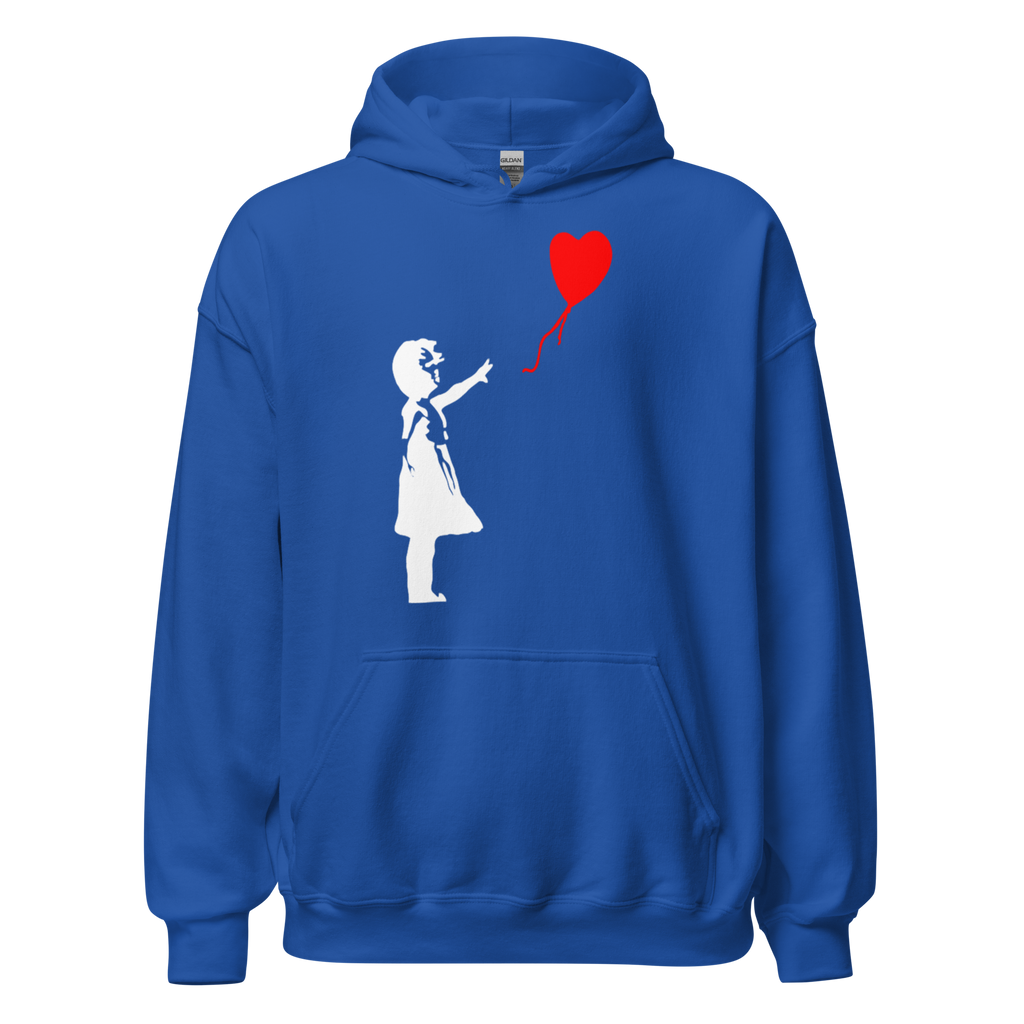 White Balloon Girl Hoodie - Royal Blue