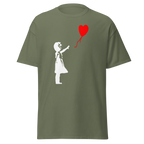White Balloon Girl T Shirt - Military Green