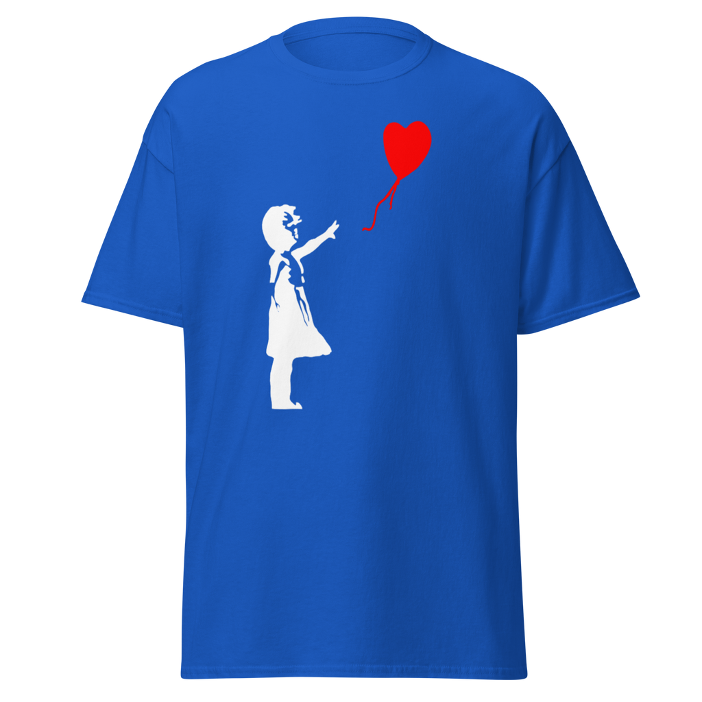 White Balloon Girl T Shirt - Royal Blue