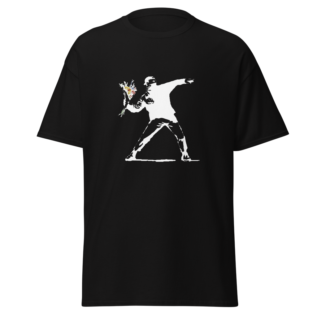 White Flower Thrower T Shirt - Black