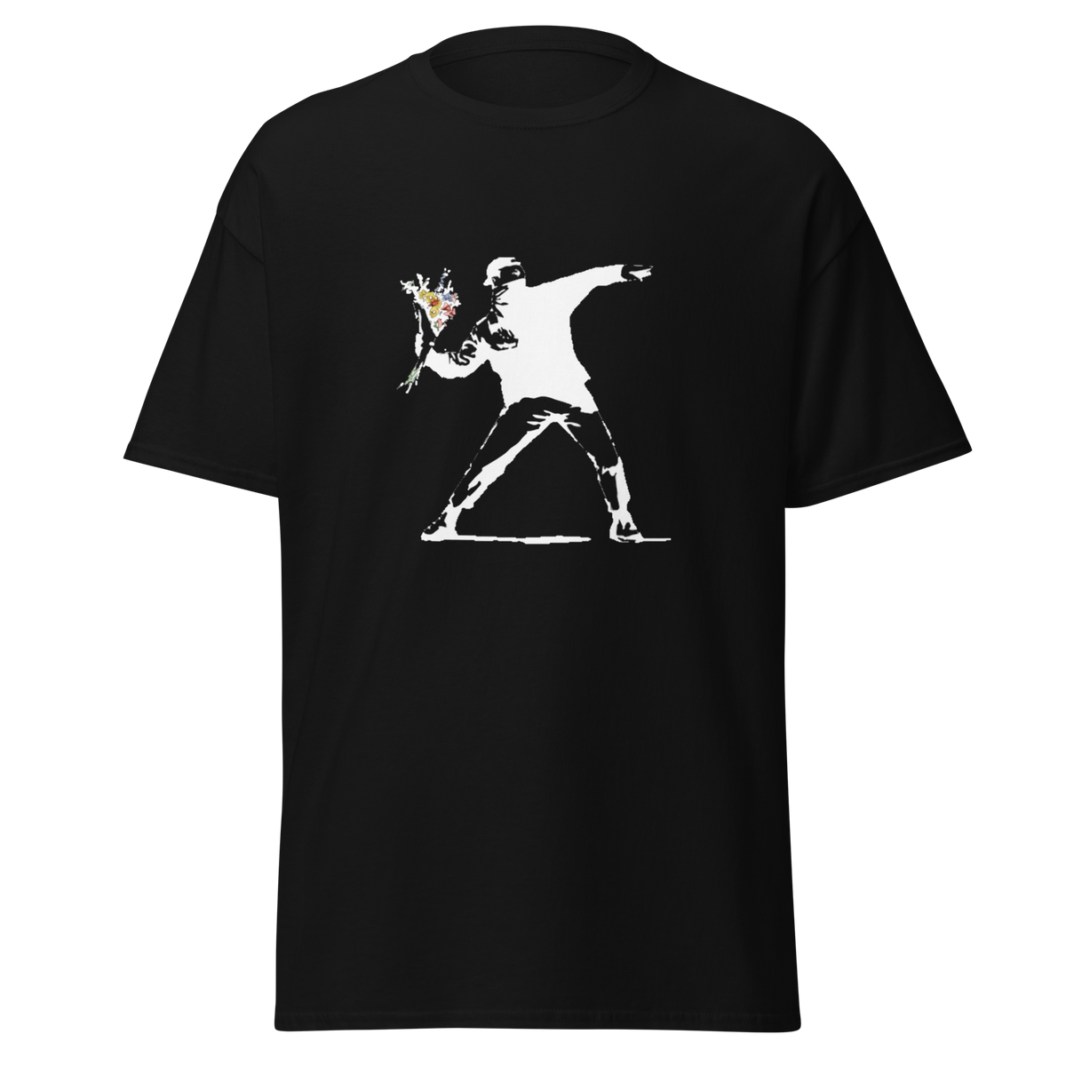 White Flower Thrower T Shirt - Black