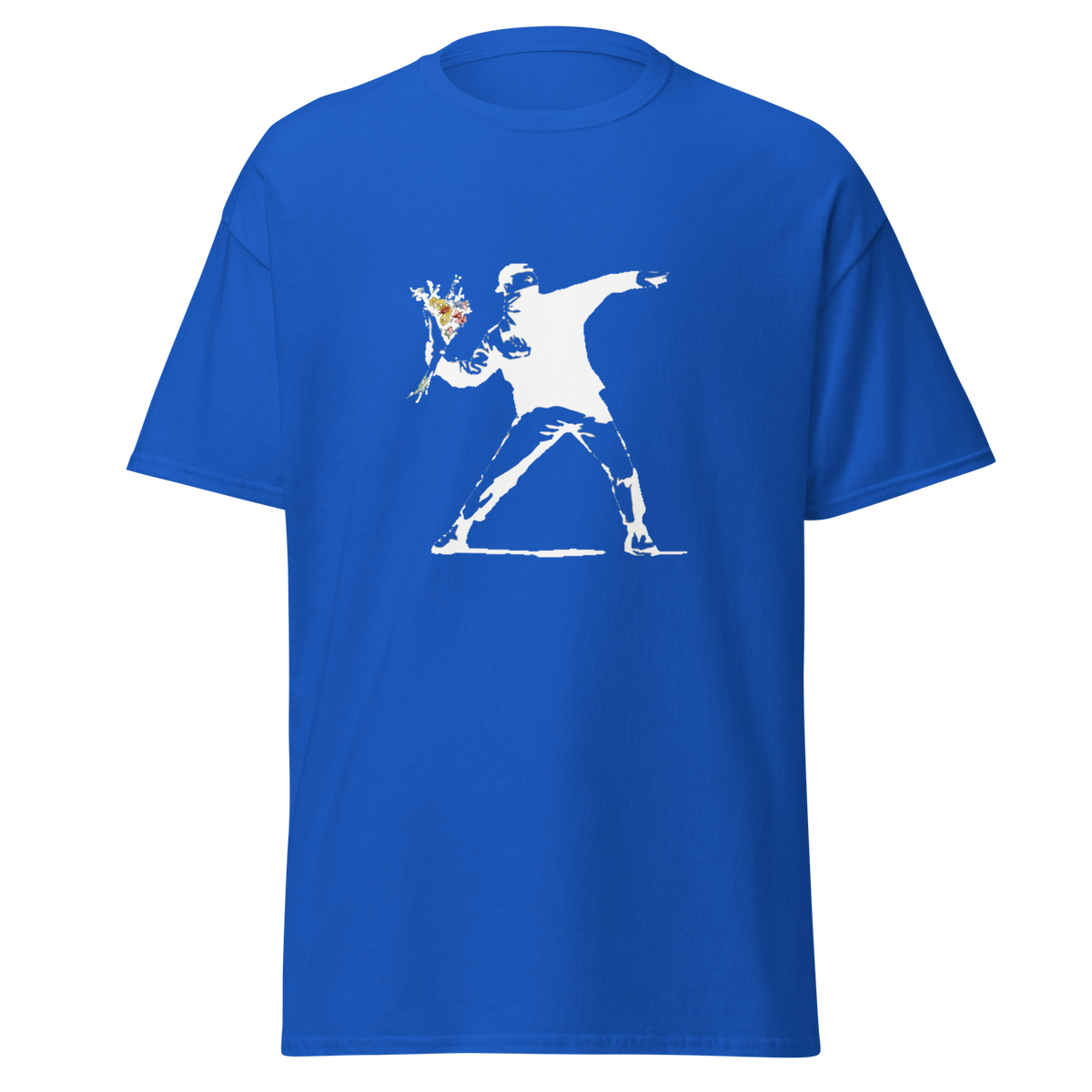 White Flower Thrower T Shirt - Royal Blue
