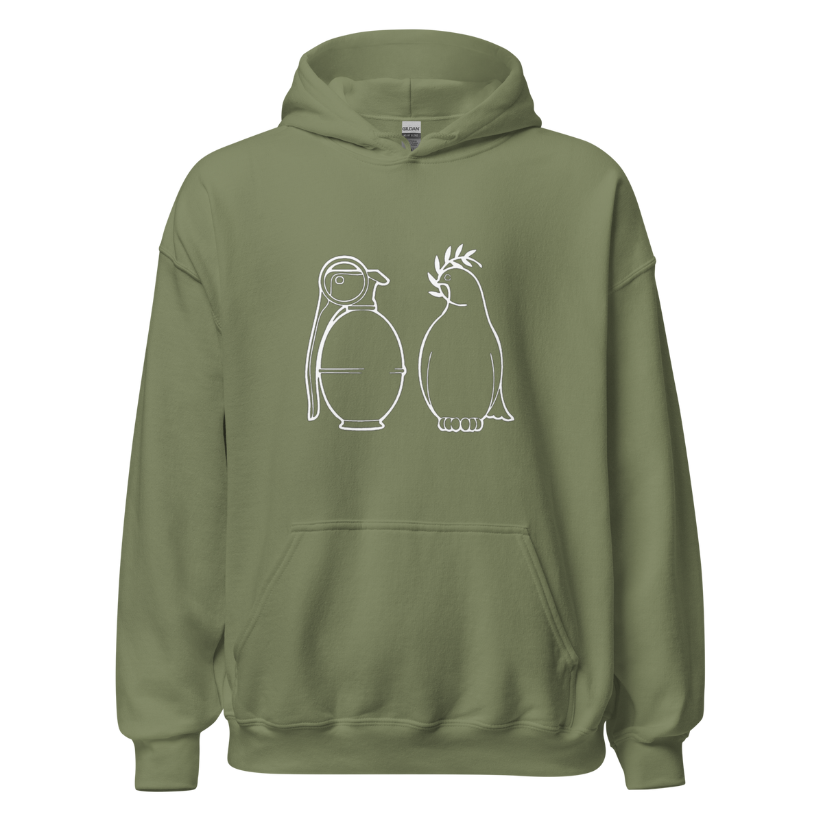 White War and Peace Hoodie - Military Green