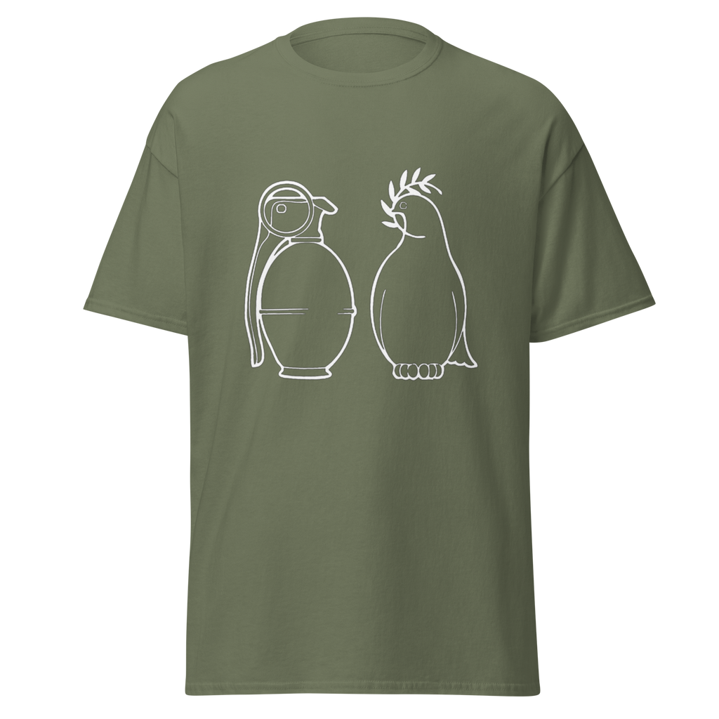 White War and Peace T Shirt - Military Green