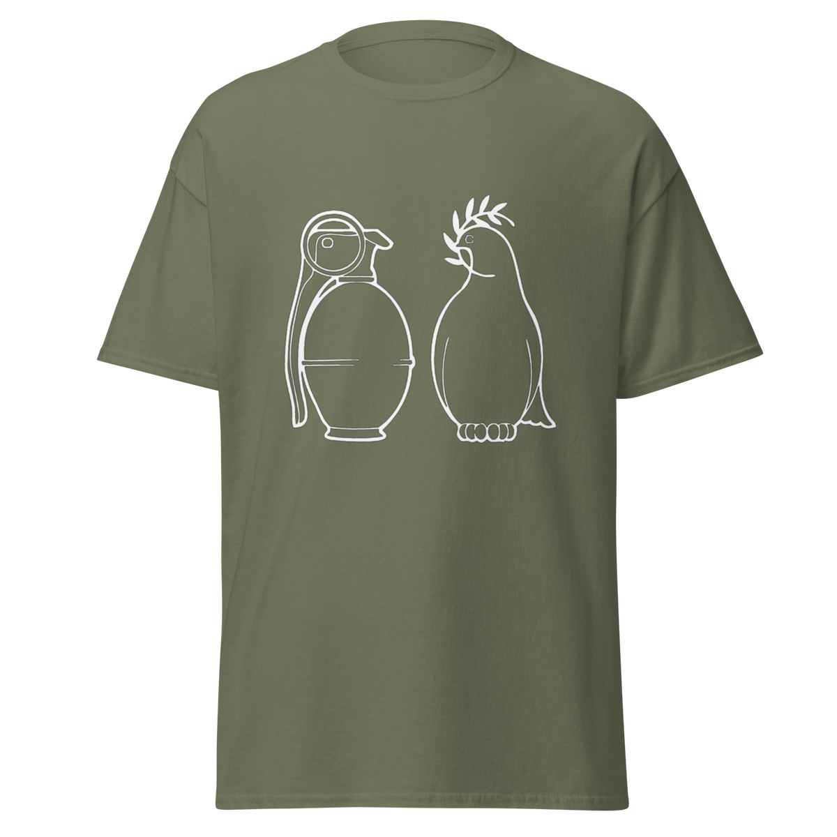 White War and Peace T Shirt - Military Green