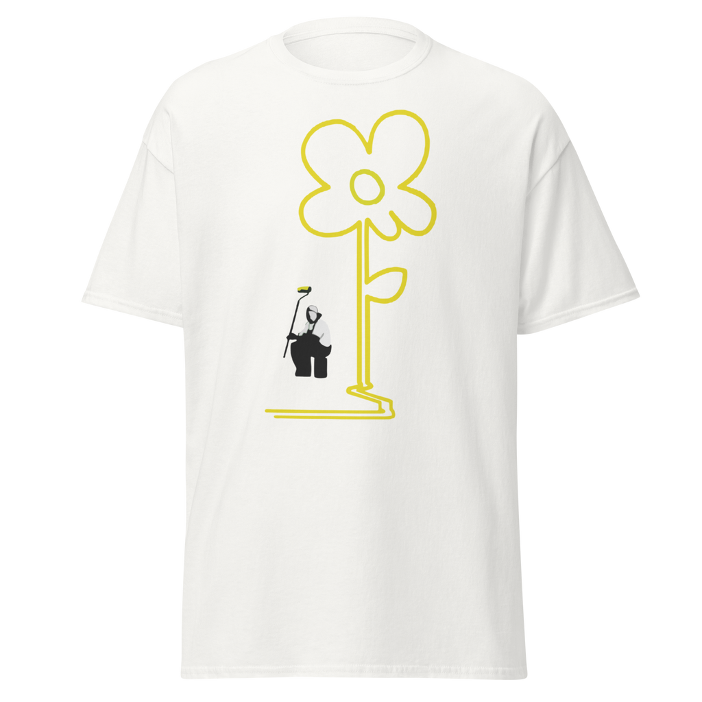 Yellow Lines Flower Painter - White